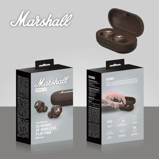 Marshall Mode II White Black Glossy Finish M-Logo Face TWS Earbuds 9
