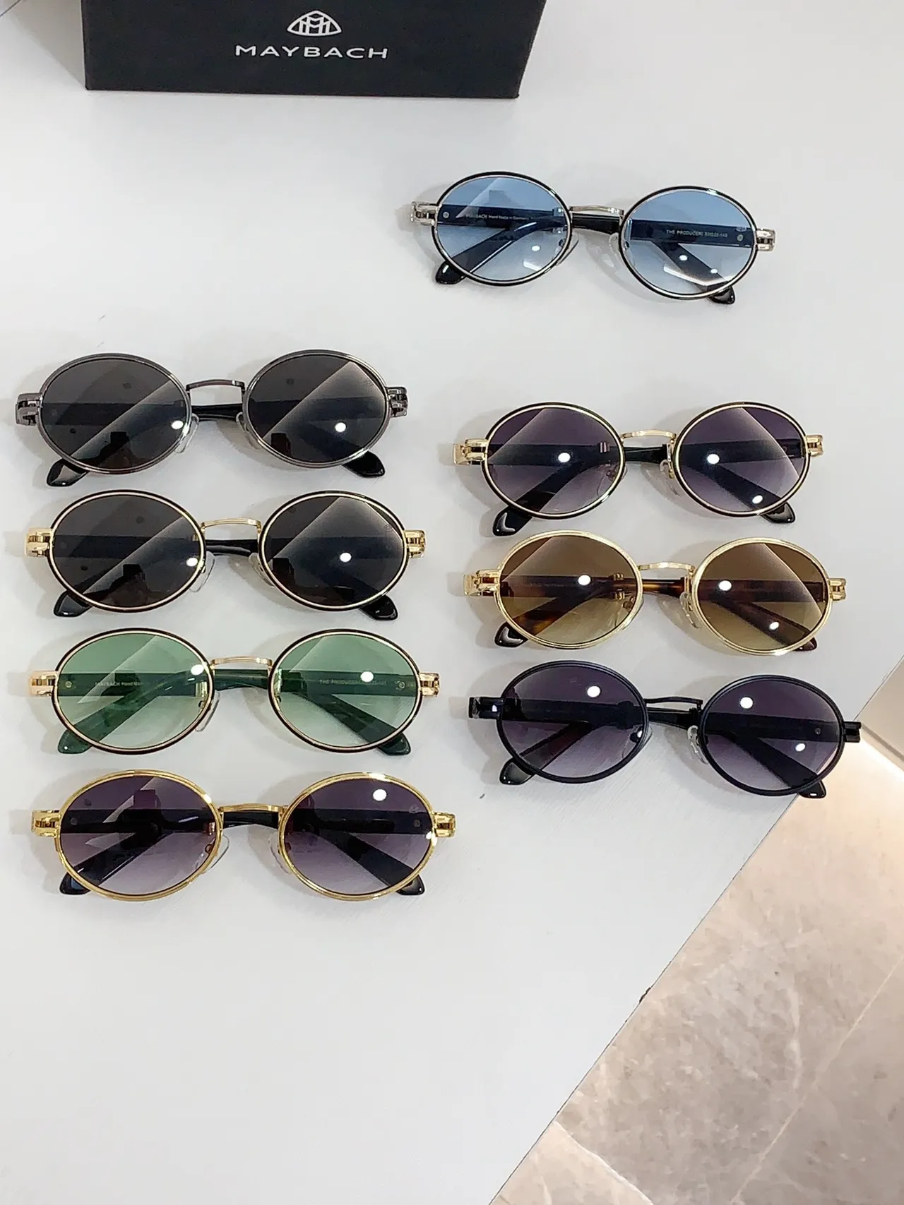 MAYBACH Round Metal Frame Blue Gradient Sunglasses 2