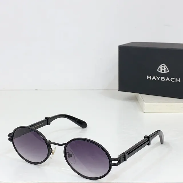 MAYBACH Round Metal Frame Blue Gradient Sunglasses 9