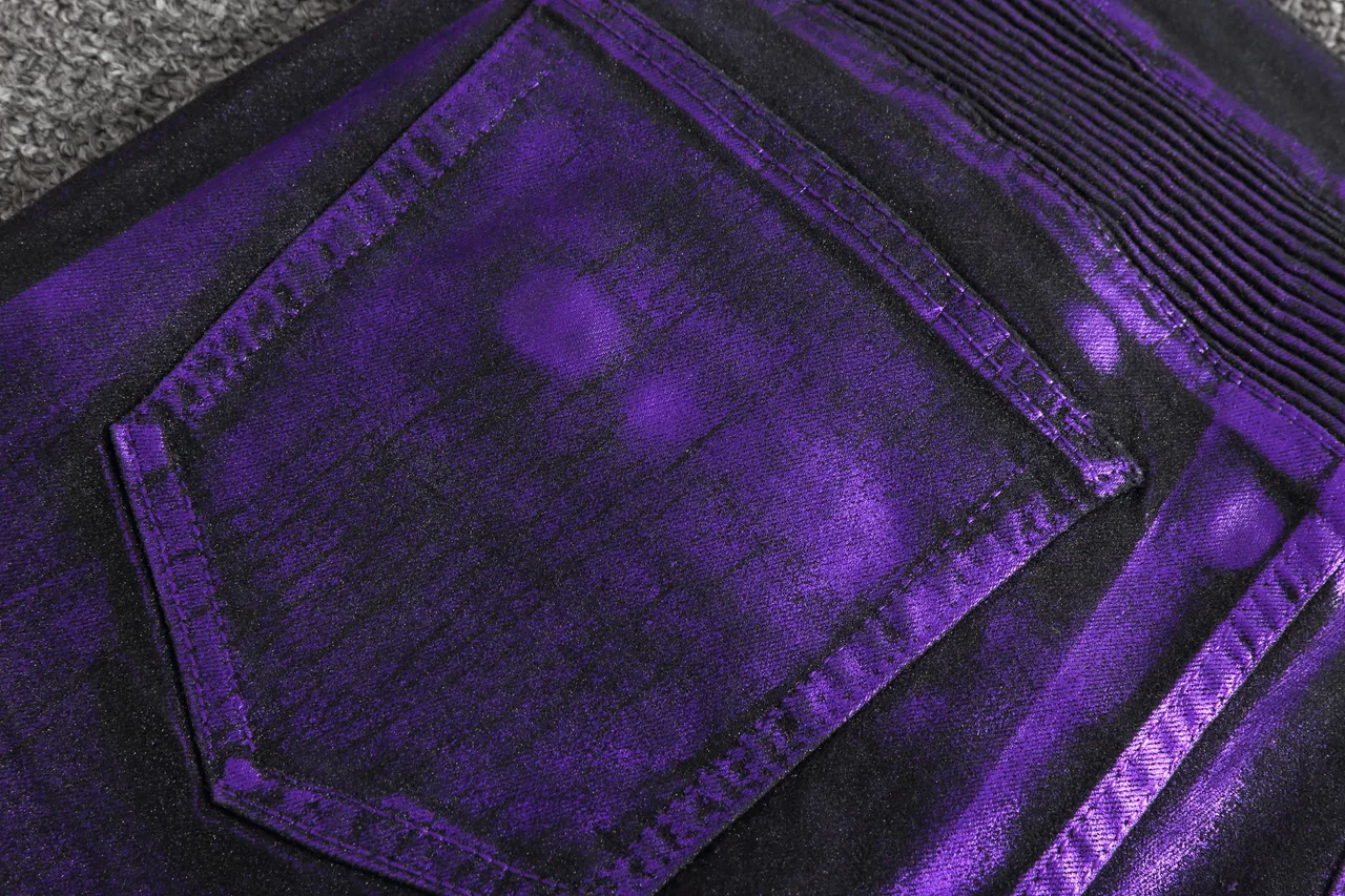 Metallic Purple Ribbed Moto Shorts 3