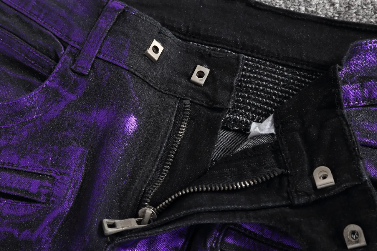Metallic Purple Ribbed Moto Shorts 5