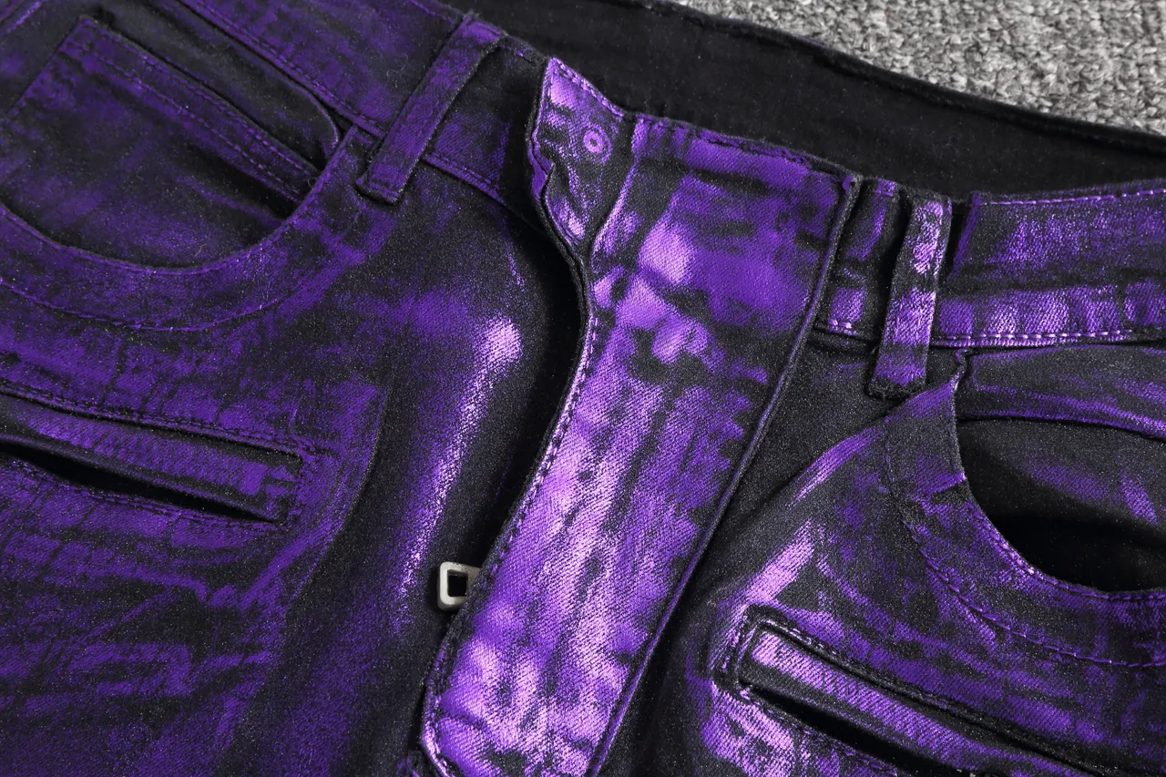 Metallic Purple Ribbed Moto Shorts 6