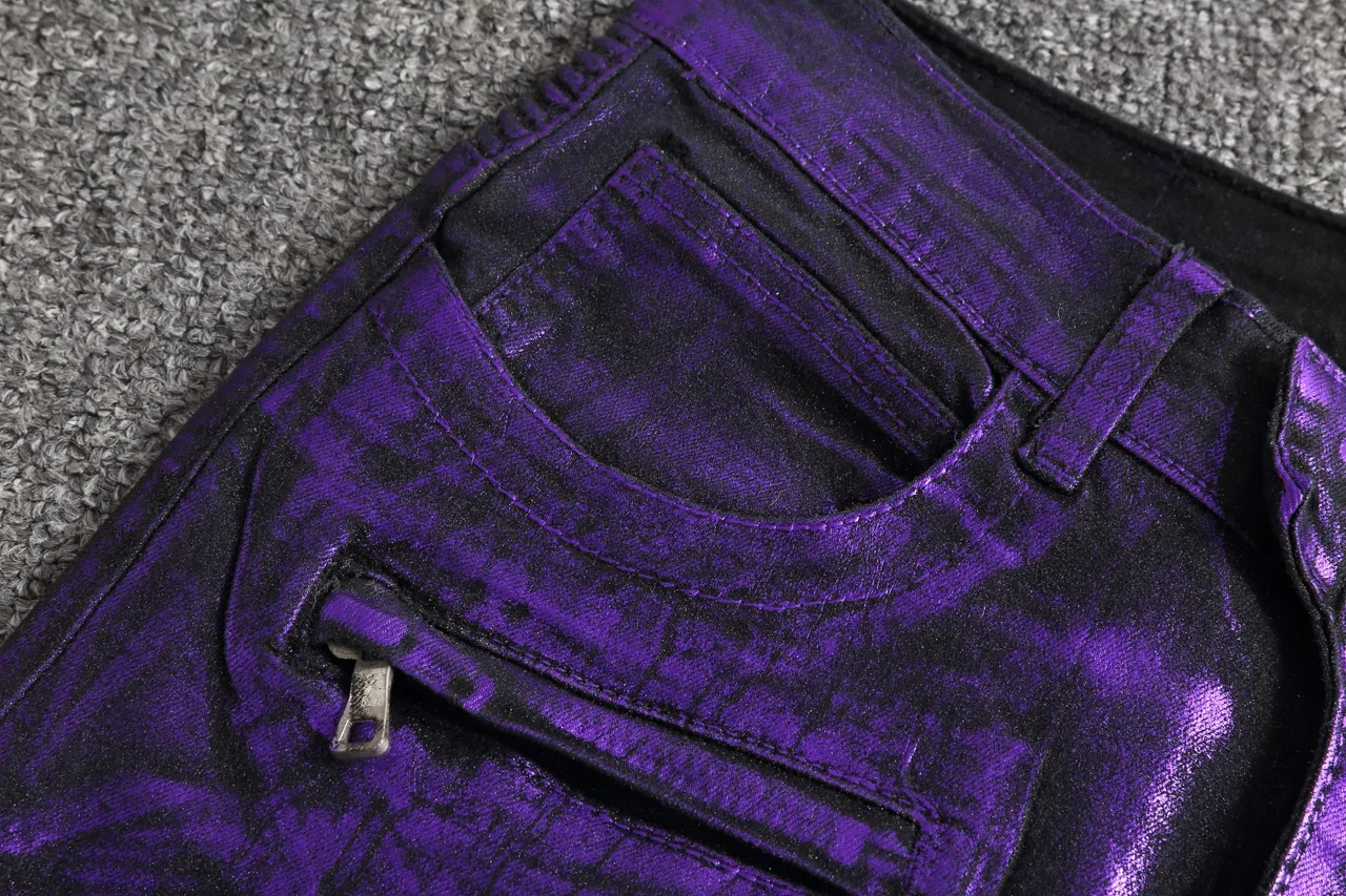 Metallic Purple Ribbed Moto Shorts 7