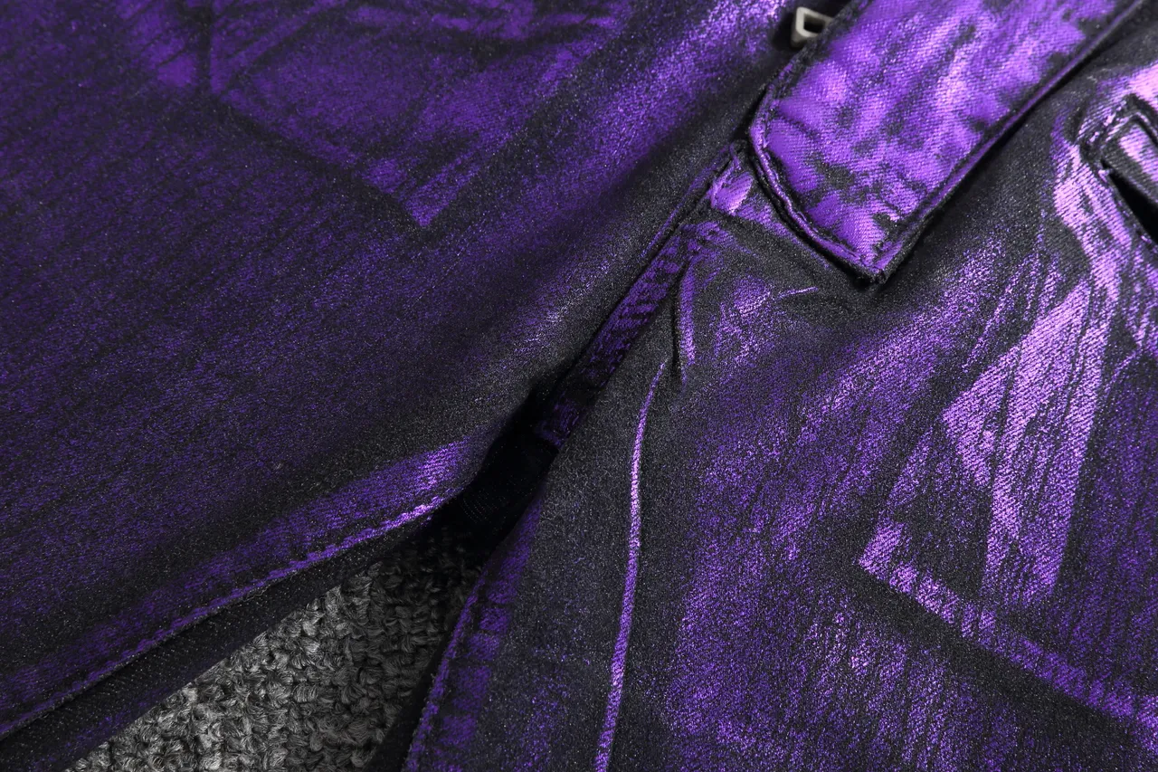Metallic Purple Ribbed Moto Shorts 8