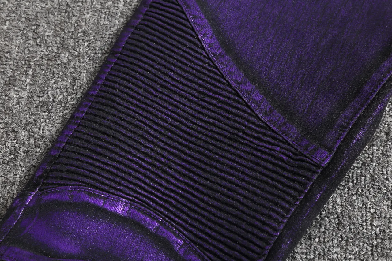 Metallic Purple Ribbed Moto Shorts 9