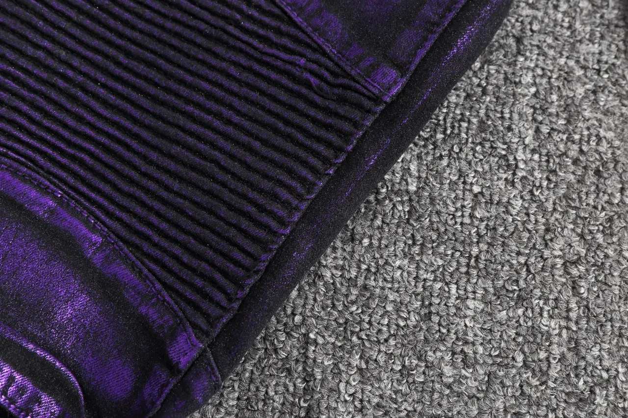 Metallic Purple Ribbed Moto Shorts 11