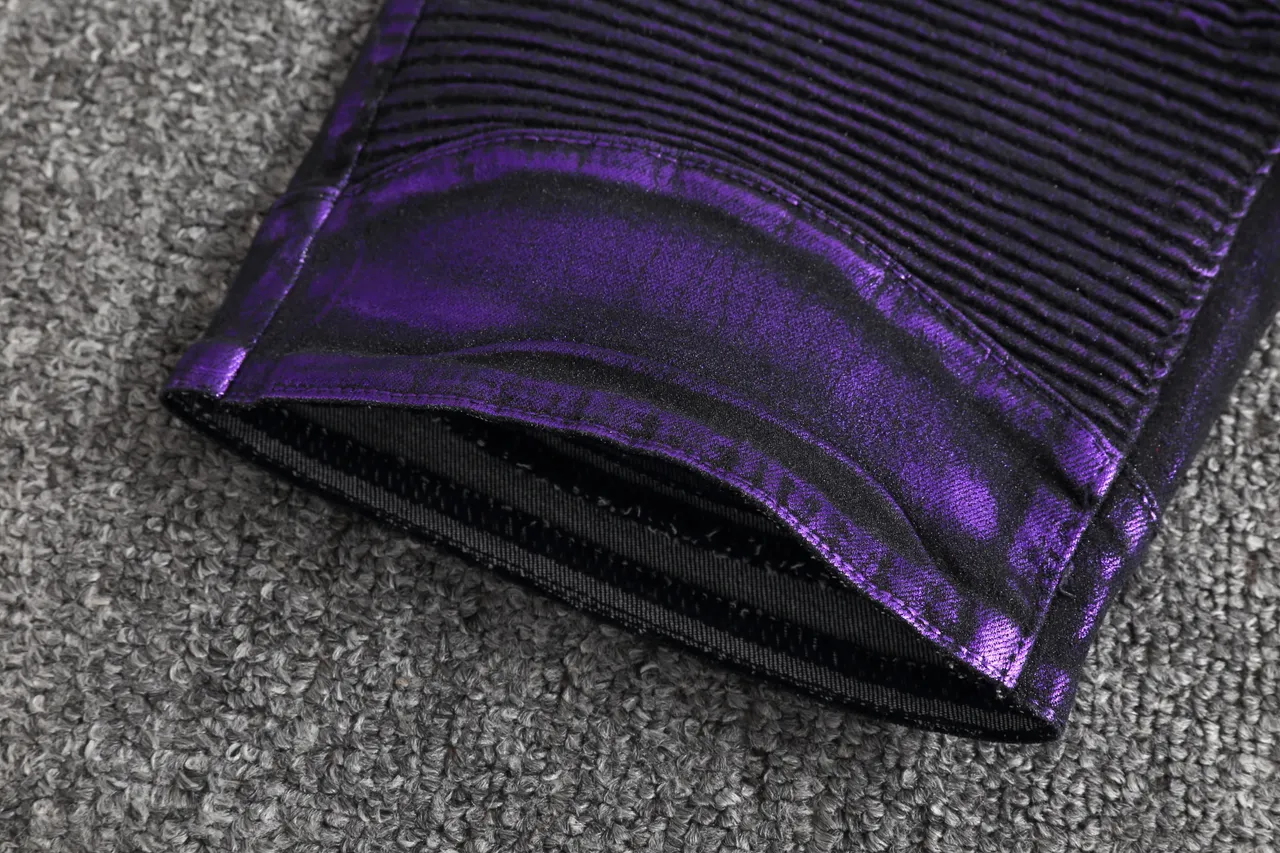Metallic Purple Ribbed Moto Shorts 12
