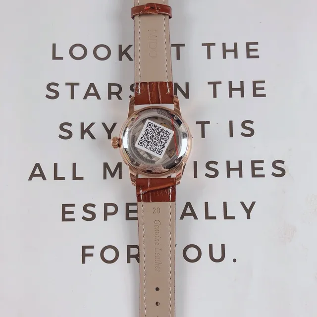 Mido Baroncelli White Dial Rose Gold Tone Brown Leather Mechanical Watch 2