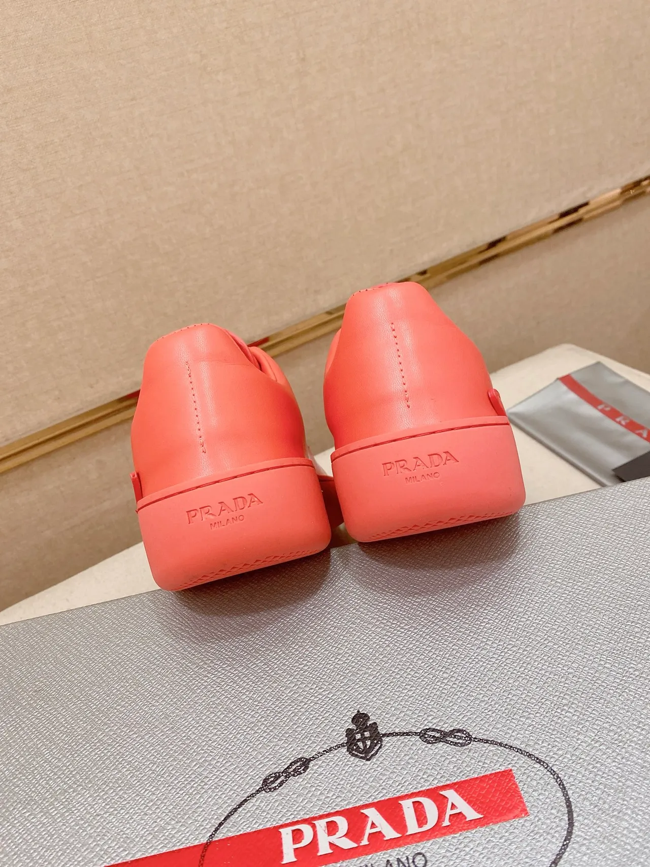 Monochromatic Coral Red Minimalist Low-Top Sneaker 3