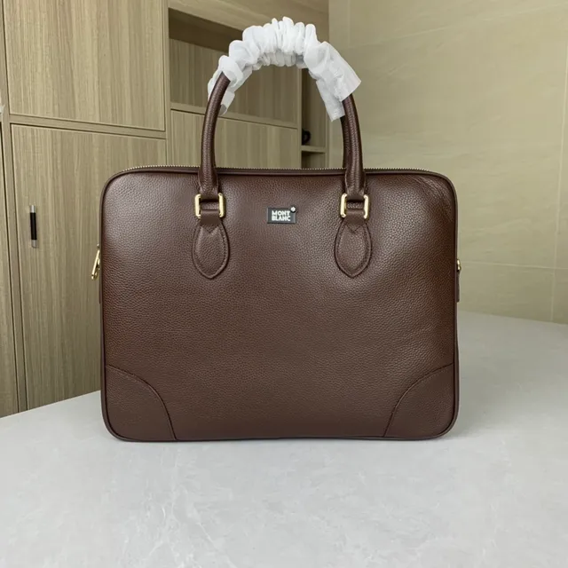 Montblanc Meisterstück Tote Marron Doré Cuir grainé Ferrures Tote Bag 7