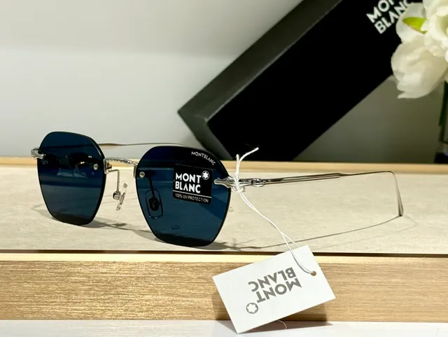 Montblanc Rimless Octagonal Gold-Tone Green Lens Sunglasses 8