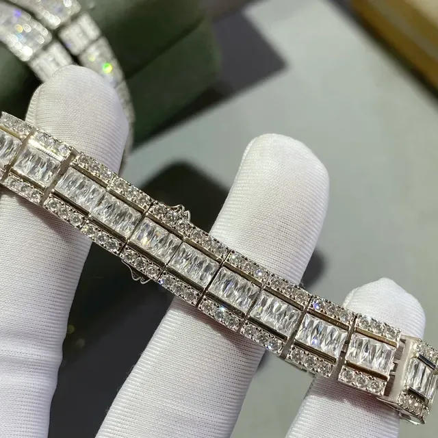 Multi-Row Channel-Set Baguette and Round Stone Tennis Bracelet 2