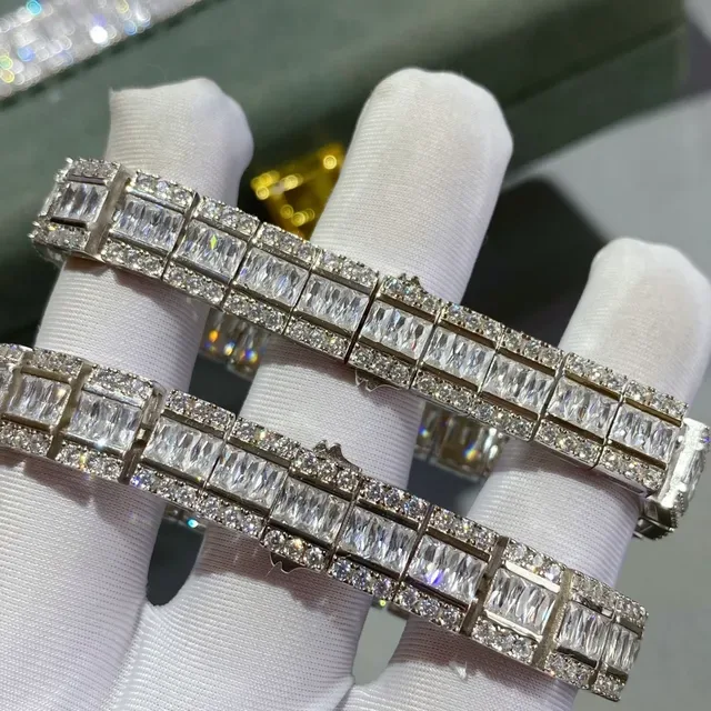 Multi-Row Channel-Set Baguette and Round Stone Tennis Bracelet 3