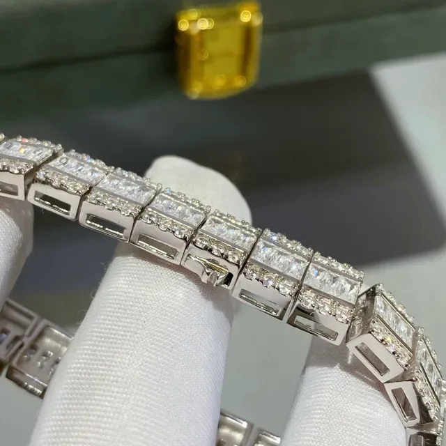 Multi-Row Channel-Set Baguette and Round Stone Tennis Bracelet 7