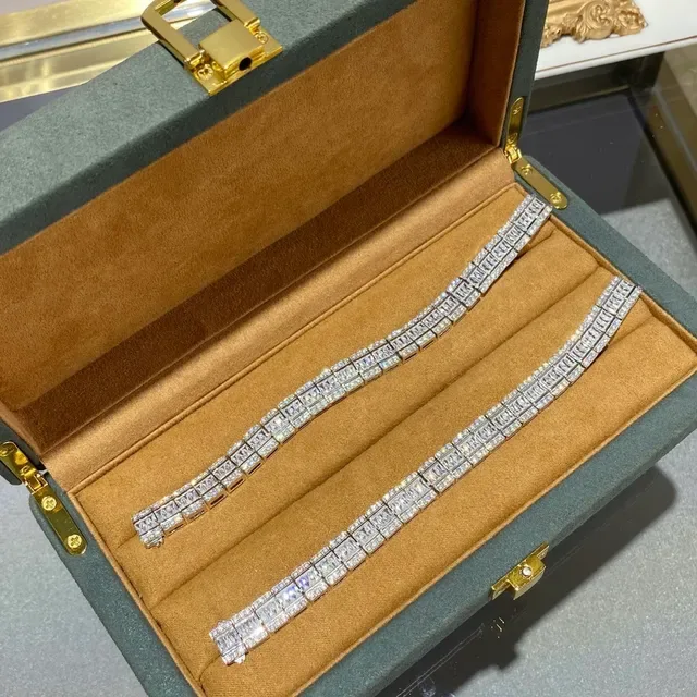 Multi-Row Channel-Set Baguette and Round Stone Tennis Bracelet 8