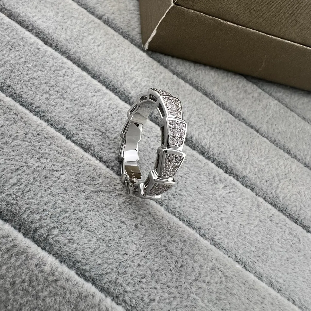 Multi-Tone Geometric Pavé Stacked Band Rings 4
