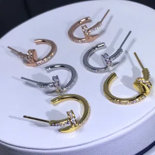 Multi-Tone Pavé Crystal C-Hoop Stud Earrings