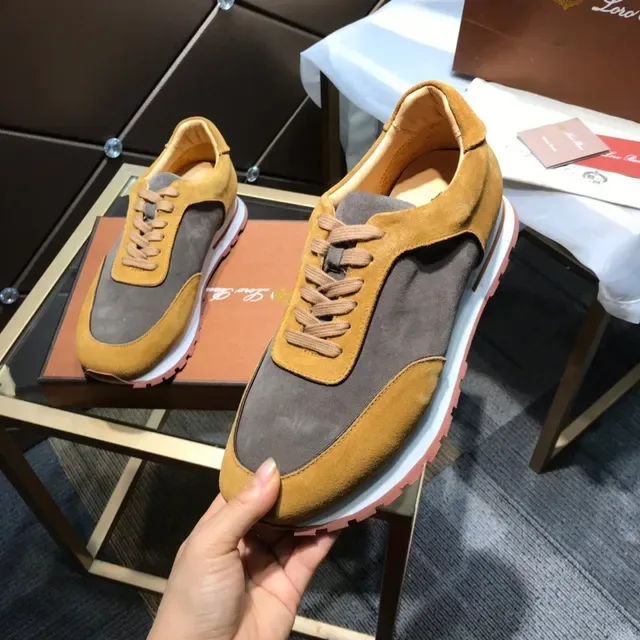 Mustard and Charcoal Suede Panelled Retro Runner Sneakers 3