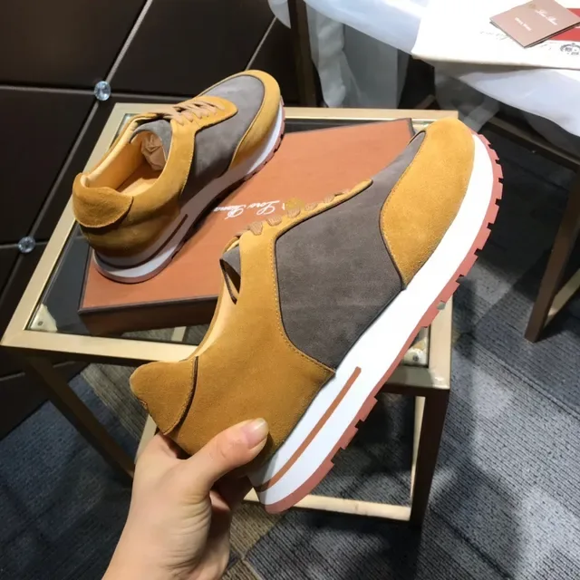 Mustard and Charcoal Suede Panelled Retro Runner Sneakers 5