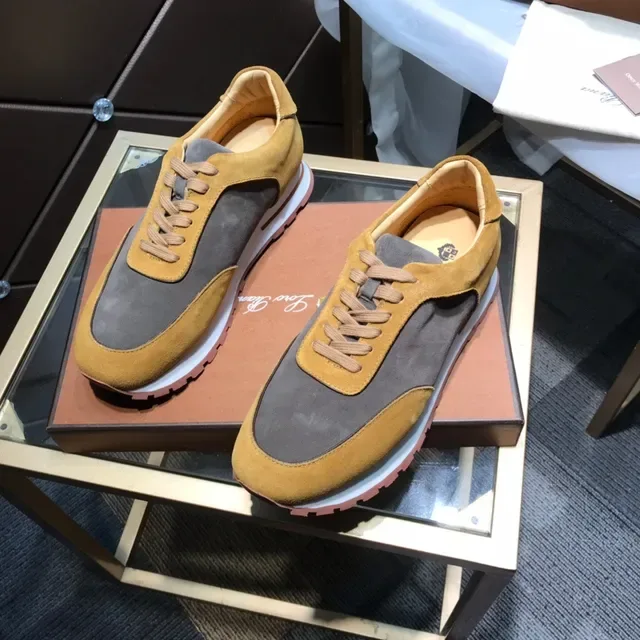 Mustard and Charcoal Suede Panelled Retro Runner Sneakers 8