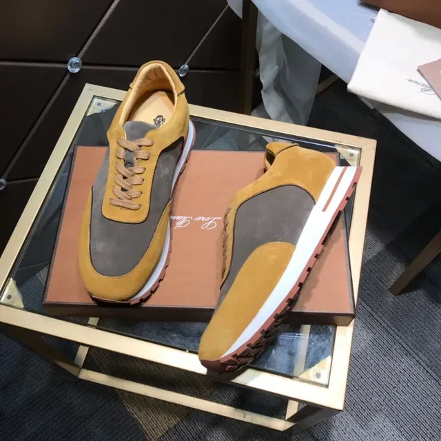 Mustard and Charcoal Suede Panelled Retro Runner Sneakers 9