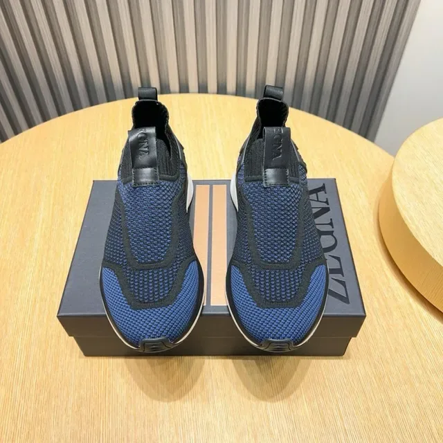 Navy and Black Knit Slip-On Lifestyle Sneaker 2