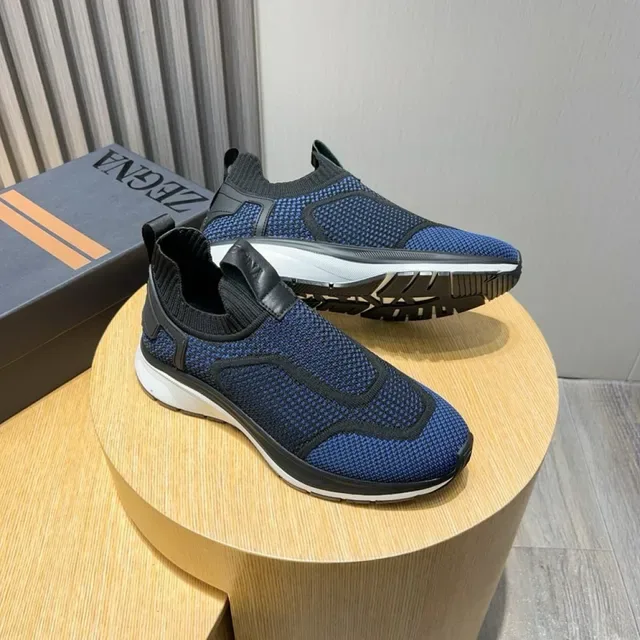 Navy and Black Knit Slip-On Lifestyle Sneaker 4