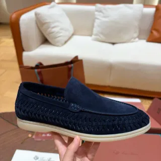 Navy Beige 编织鞋面 麂皮质感 乐福鞋