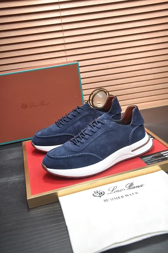 Navy Brown Suede Upper White Layered Midsole Lifestyle Sneakers 4