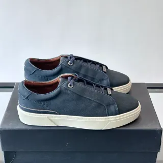 Tênis lifestyle de couro pebbled navy low-top
