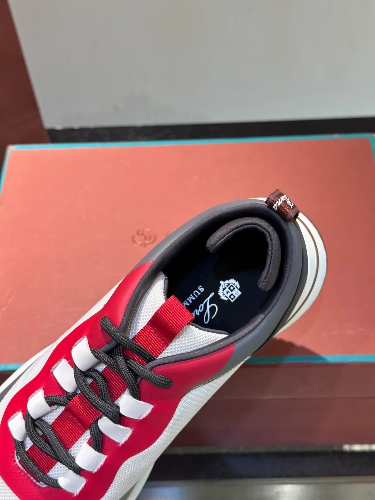 Navy Red Color-Blocked Upper Wavy Overlay Sneakers 2