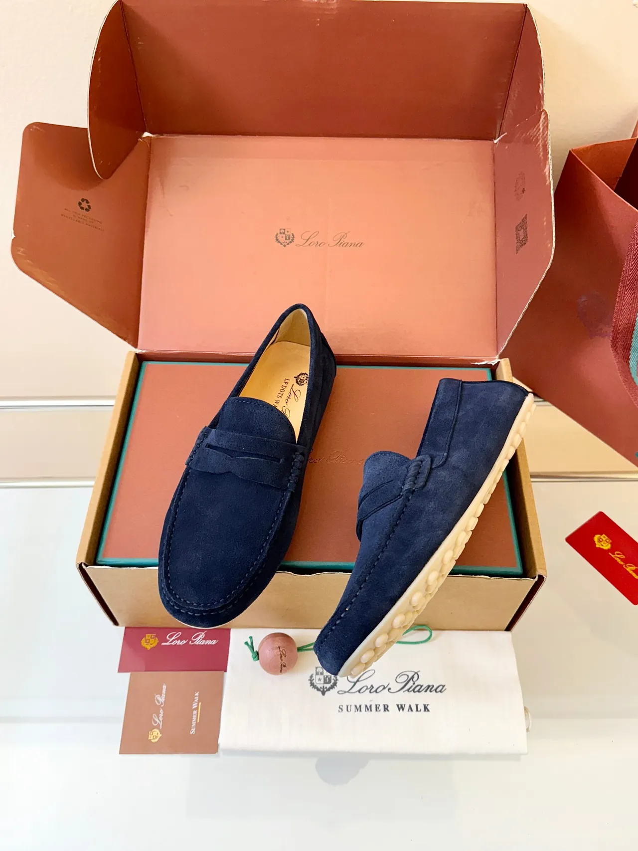 Navy Suede Penny Loafer Strap Loafers 2