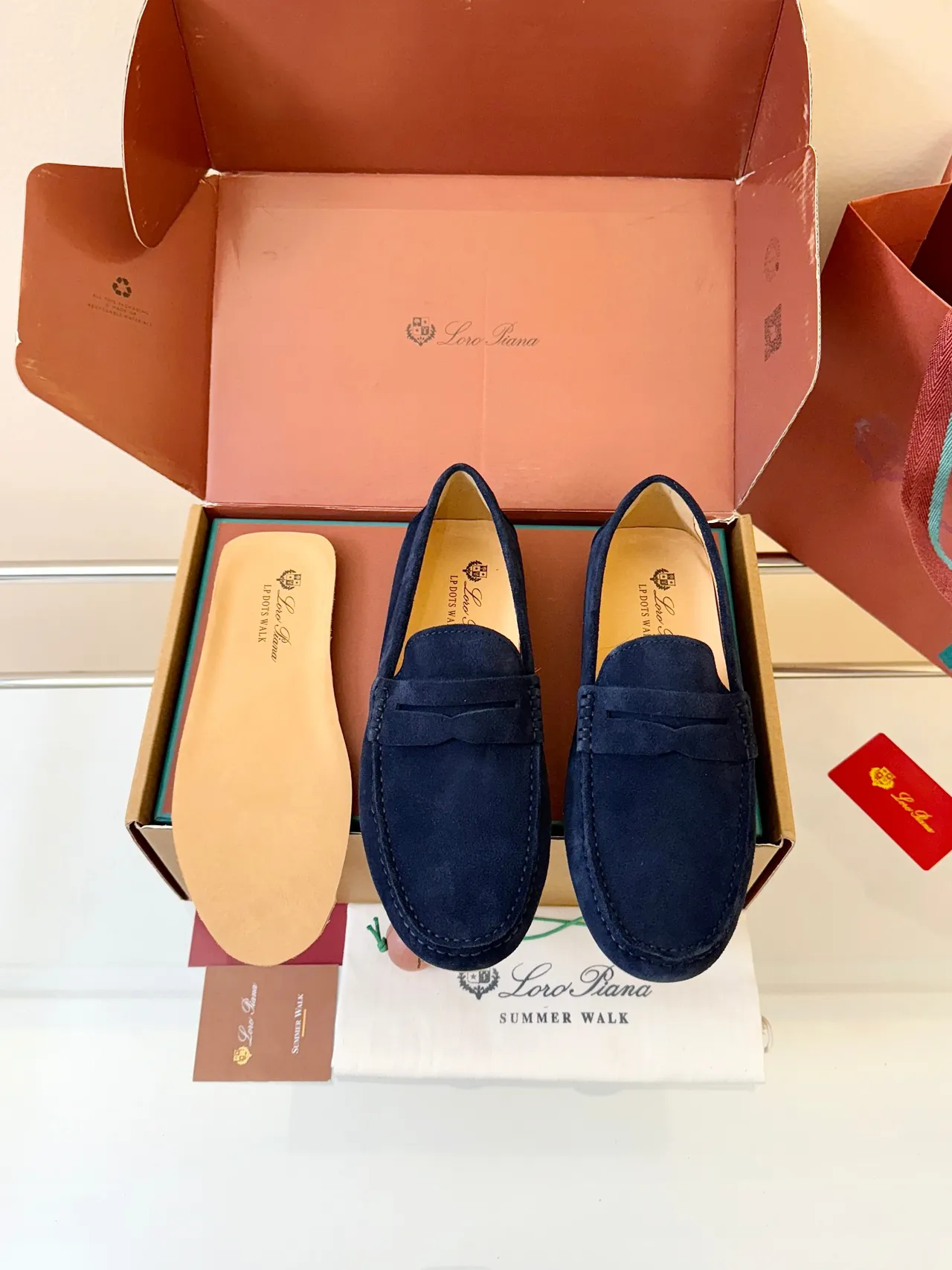 Navy Suede Penny Loafer Strap Loafers 6