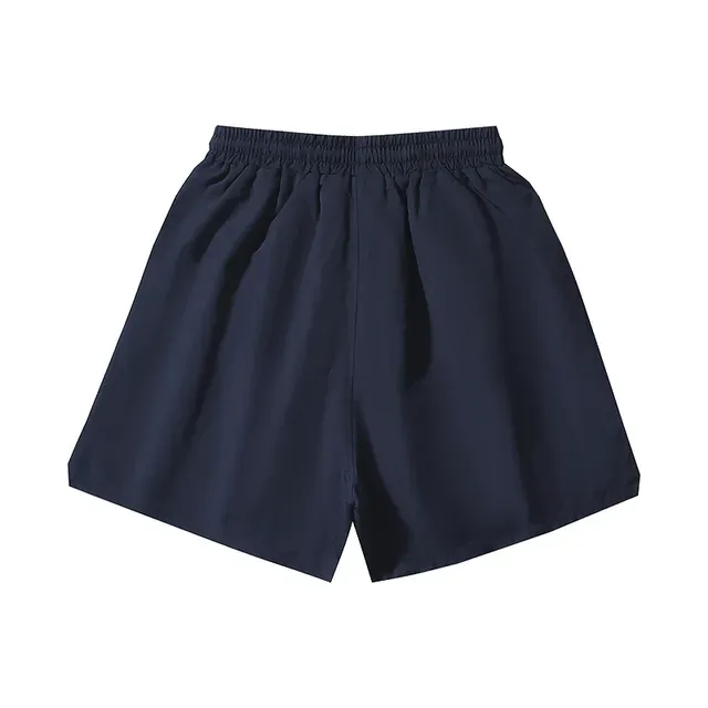 Navy White Elastic-Waist Drawstring Shorts 3