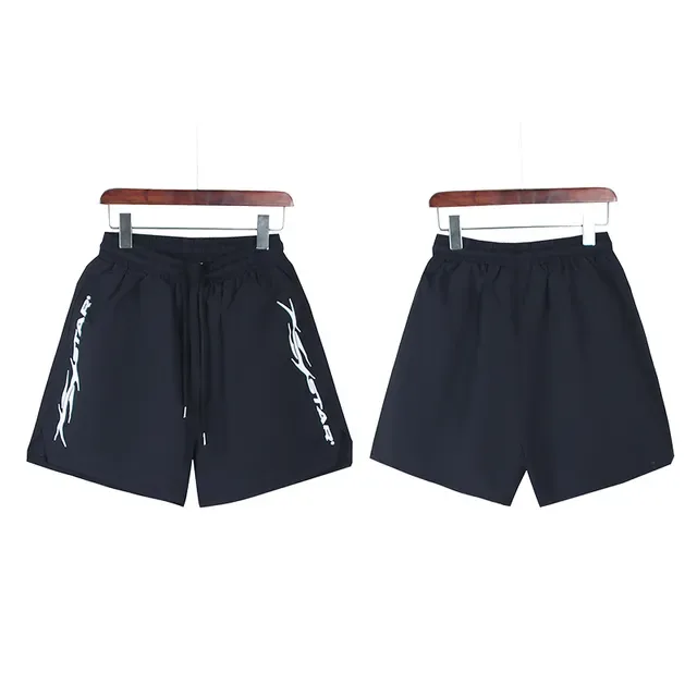 Navy White Elastic-Waist Drawstring Shorts 4