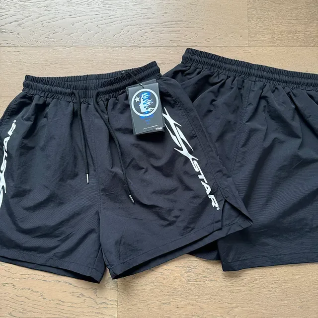 Navy White Elastic-Waist Drawstring Shorts 7