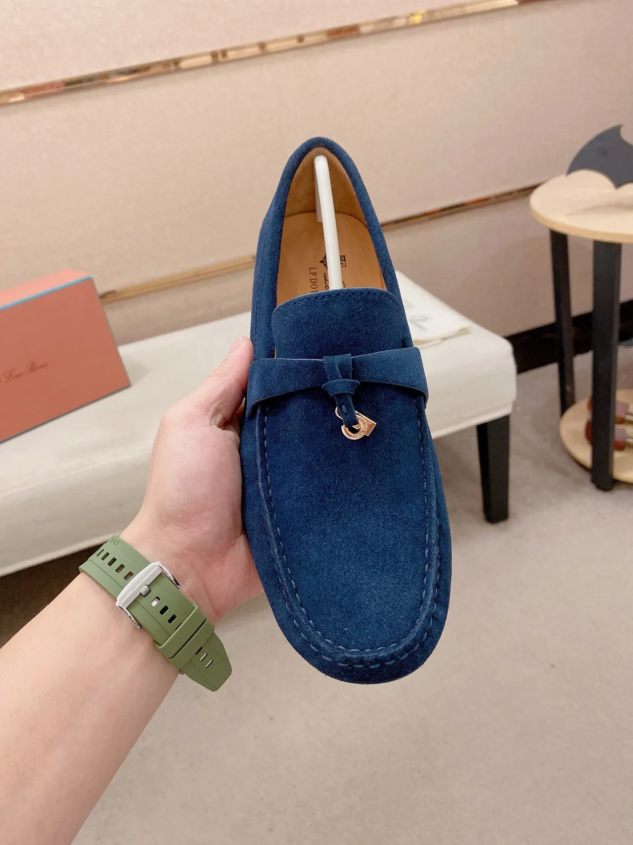 Navy White Suede Upper Penny Strap Loafer 2