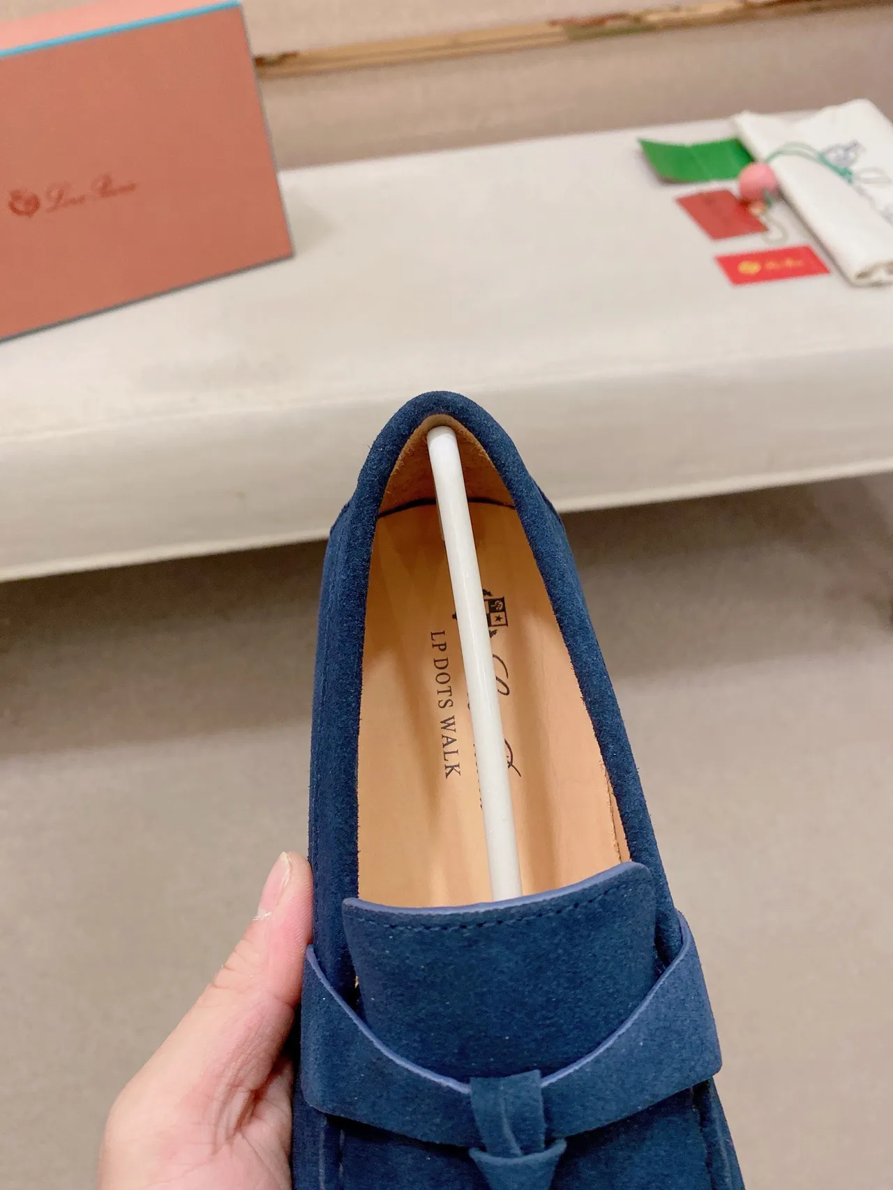 Navy White Suede Upper Penny Strap Loafer 6