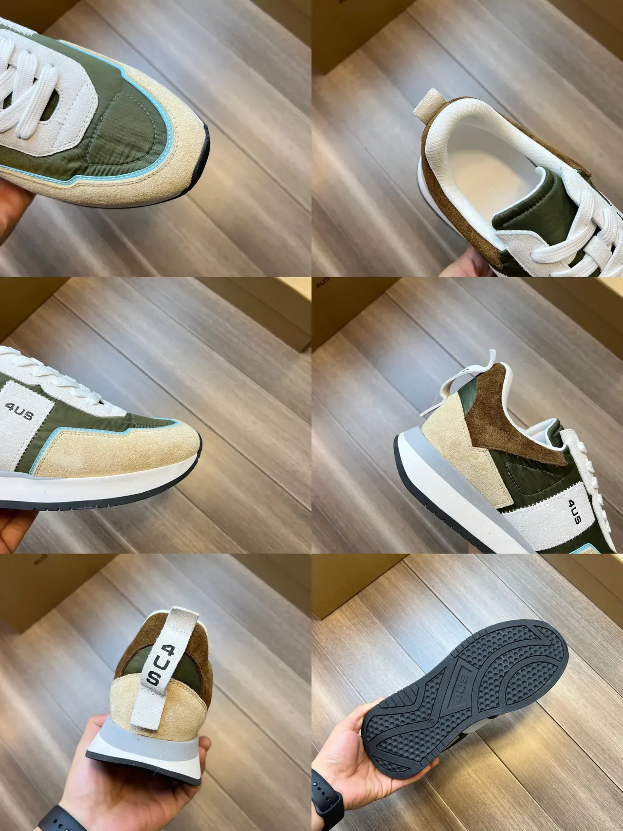 Olive Green and Beige Panelled Lifestyle Sneakers 2