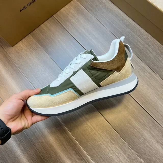 Olive Green and Beige Panelled Lifestyle Sneakers 3