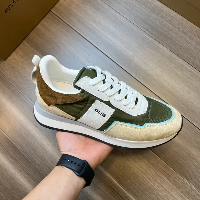 Olive Green and Beige Panelled Lifestyle Sneakers 4
