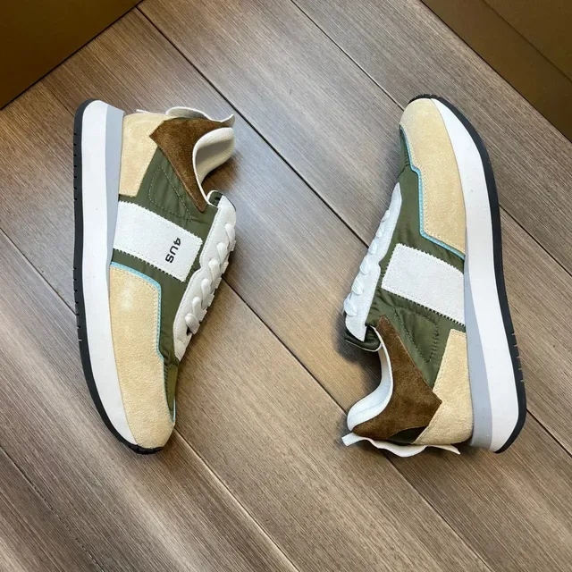 Olive Green and Beige Panelled Lifestyle Sneakers 5
