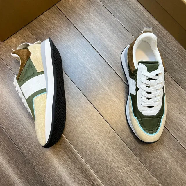 Olive Green and Beige Panelled Lifestyle Sneakers 6