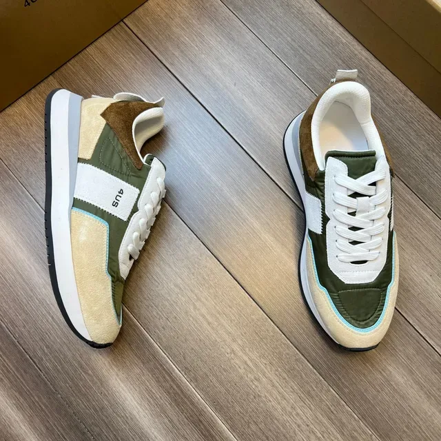 Olive Green and Beige Panelled Lifestyle Sneakers 7