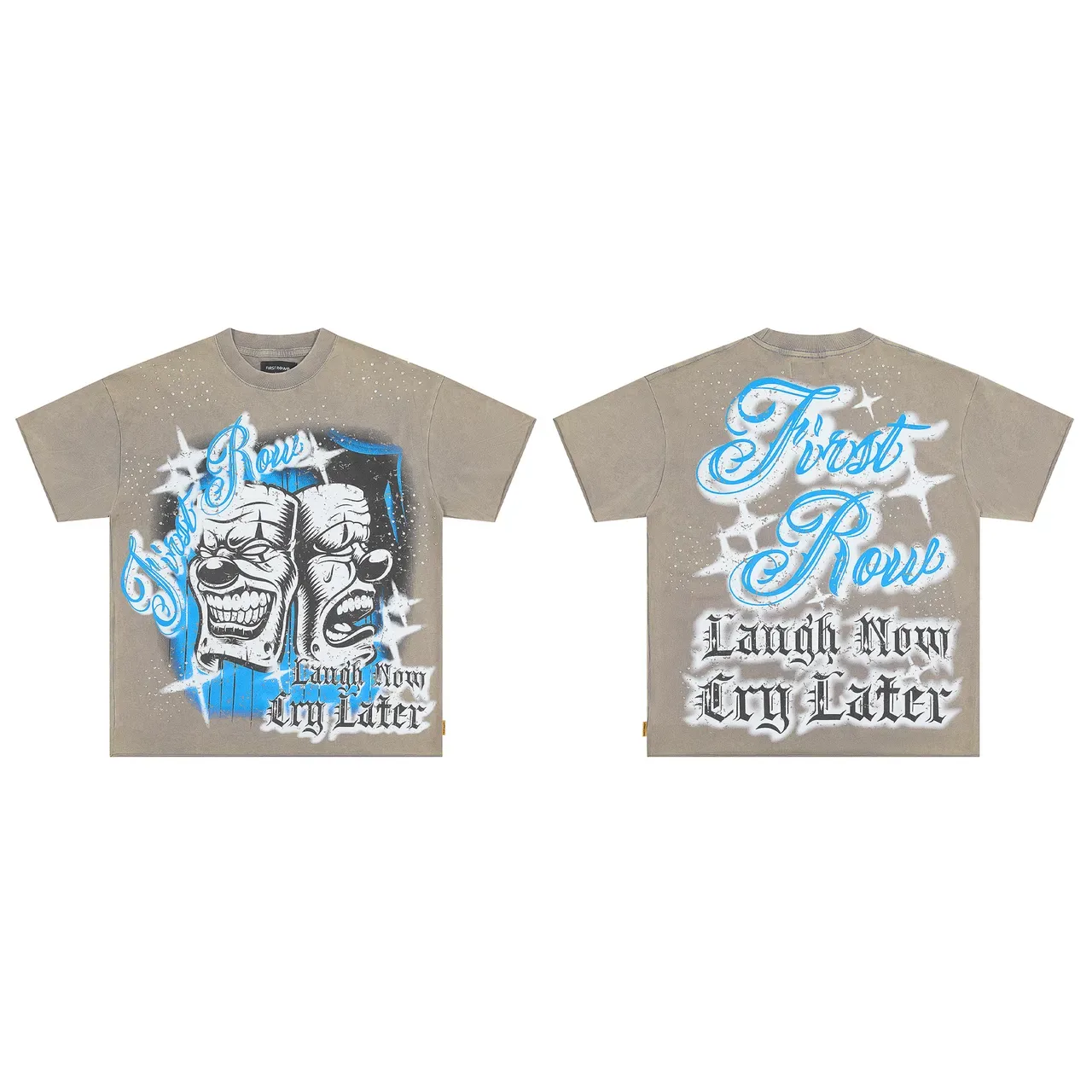 Olive Spray-Paint Clown Graphic Oversized T-Shirt 2