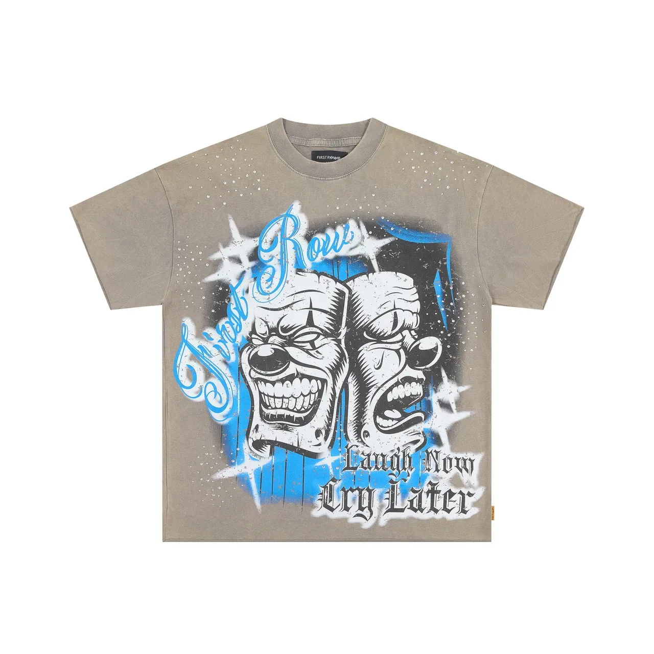 Olive Spray-Paint Clown Graphic Oversized T-Shirt 3