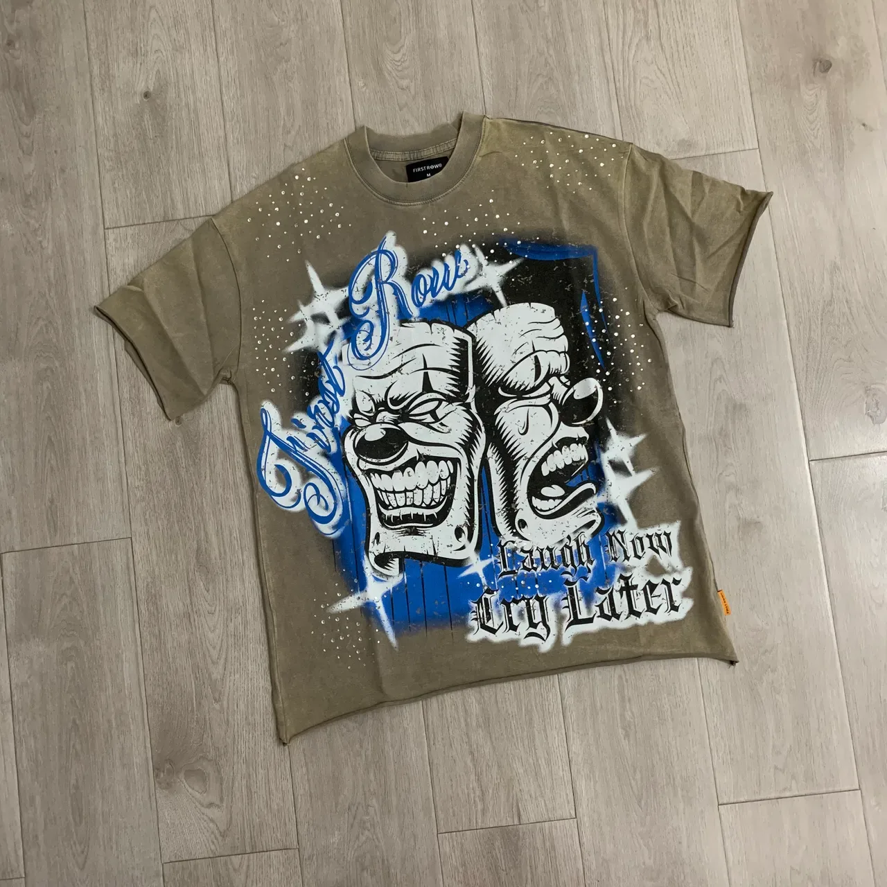 Olive Spray-Paint Clown Graphic Oversized T-Shirt 5