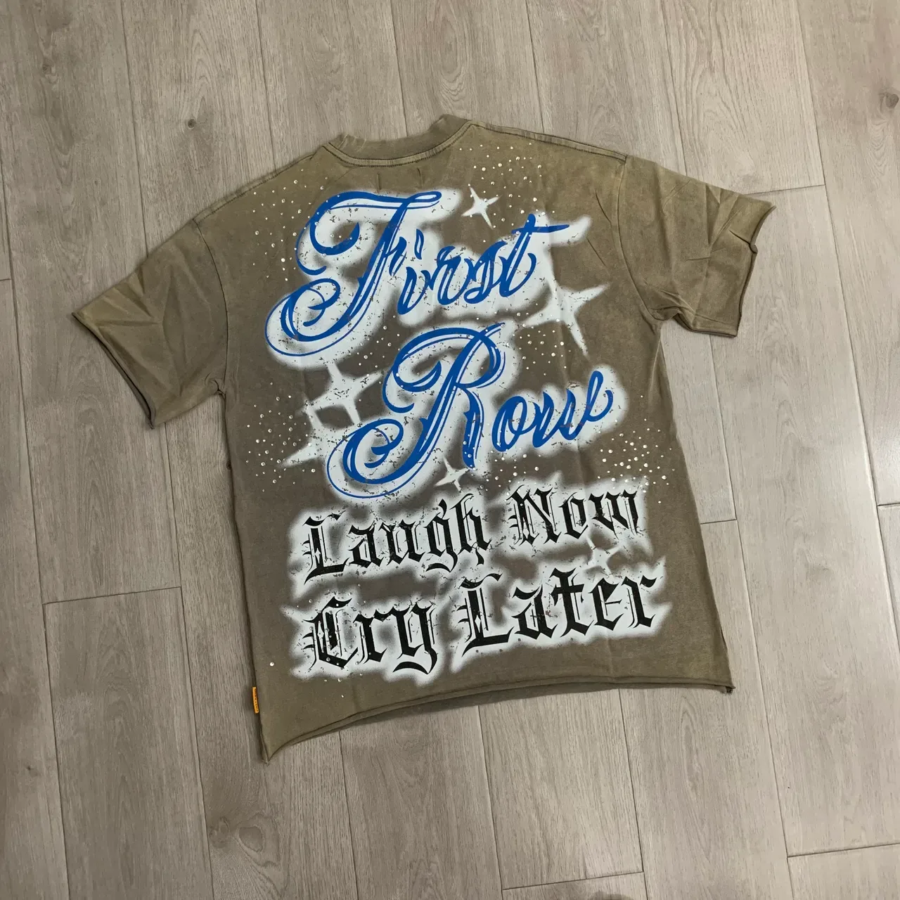 Olive Spray-Paint Clown Graphic Oversized T-Shirt 6