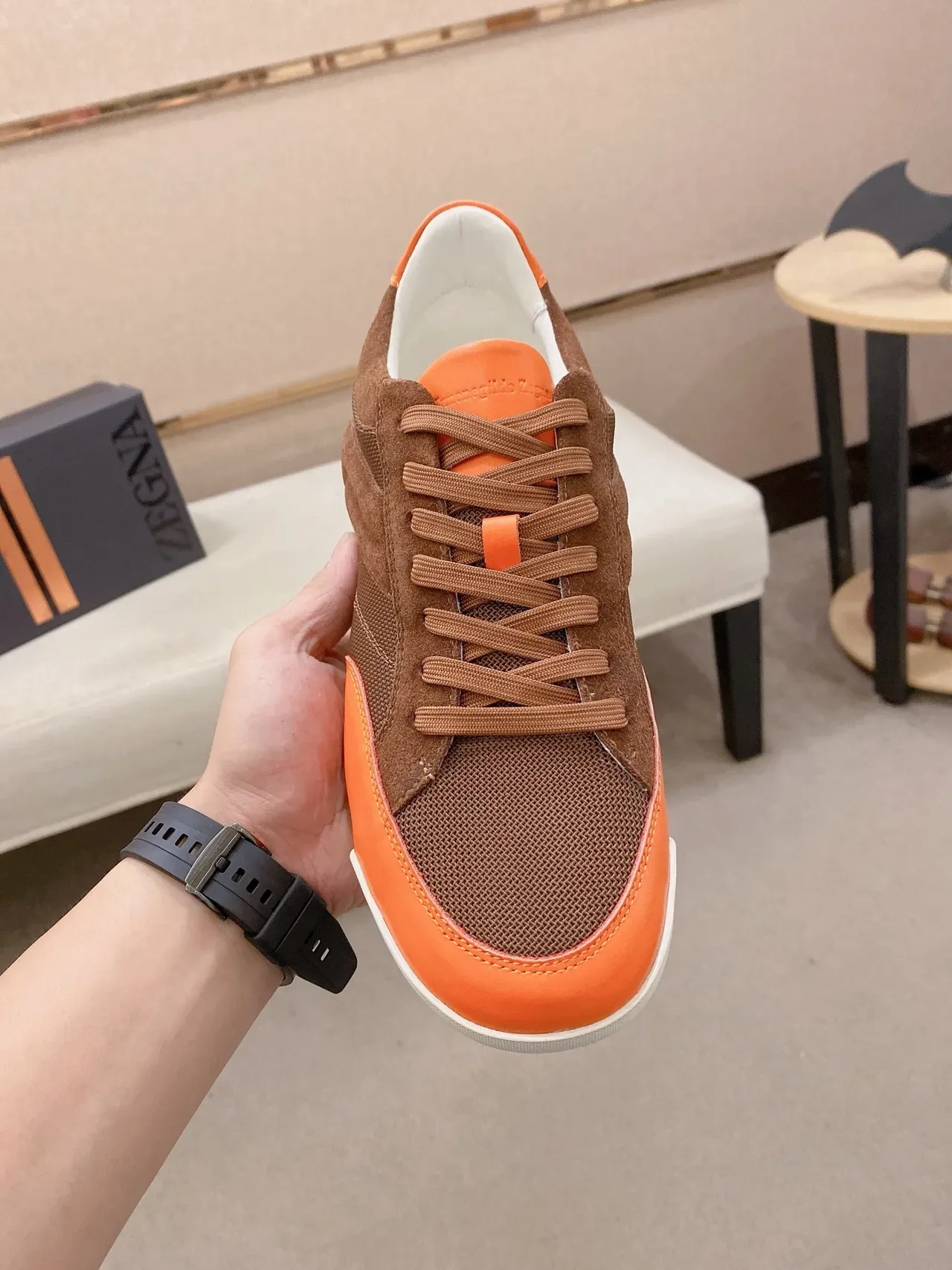 Orange and Brown Two-Tone Lifestyle Sneaker 2