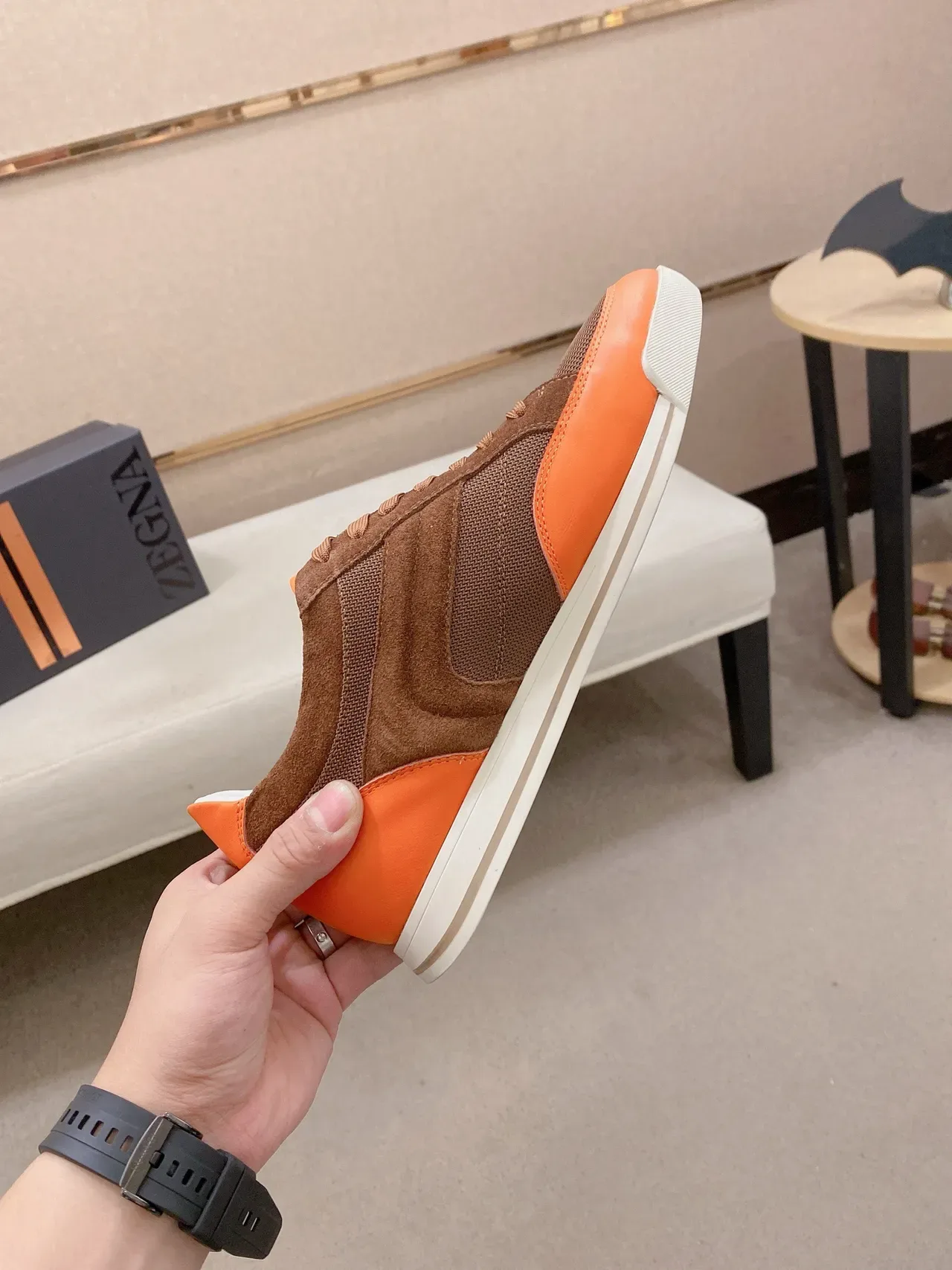 Orange and Brown Two-Tone Lifestyle Sneaker 5